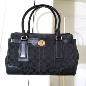 Vintage COACH Signature Black Hamptons Handbag  Satchel